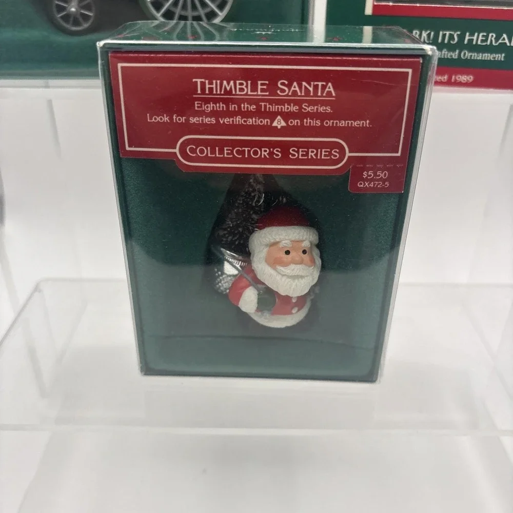 Vtg~Hallmark Ornaments~Lot of 3~Thimble Santa/Kringle's Kool Treats/Hark Herald